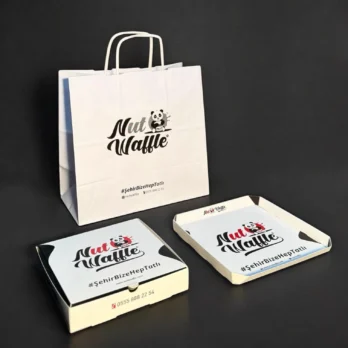 baskılı kağıt çanta ve waffle kutuları